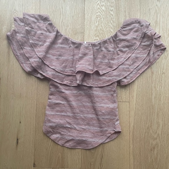 NWT Free People heirloom top with layered collar in textured stripes - Picture 7 of 11